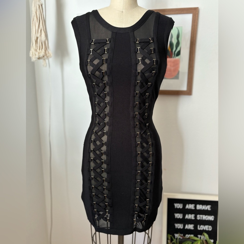 Bebe bando contour crisscross dress